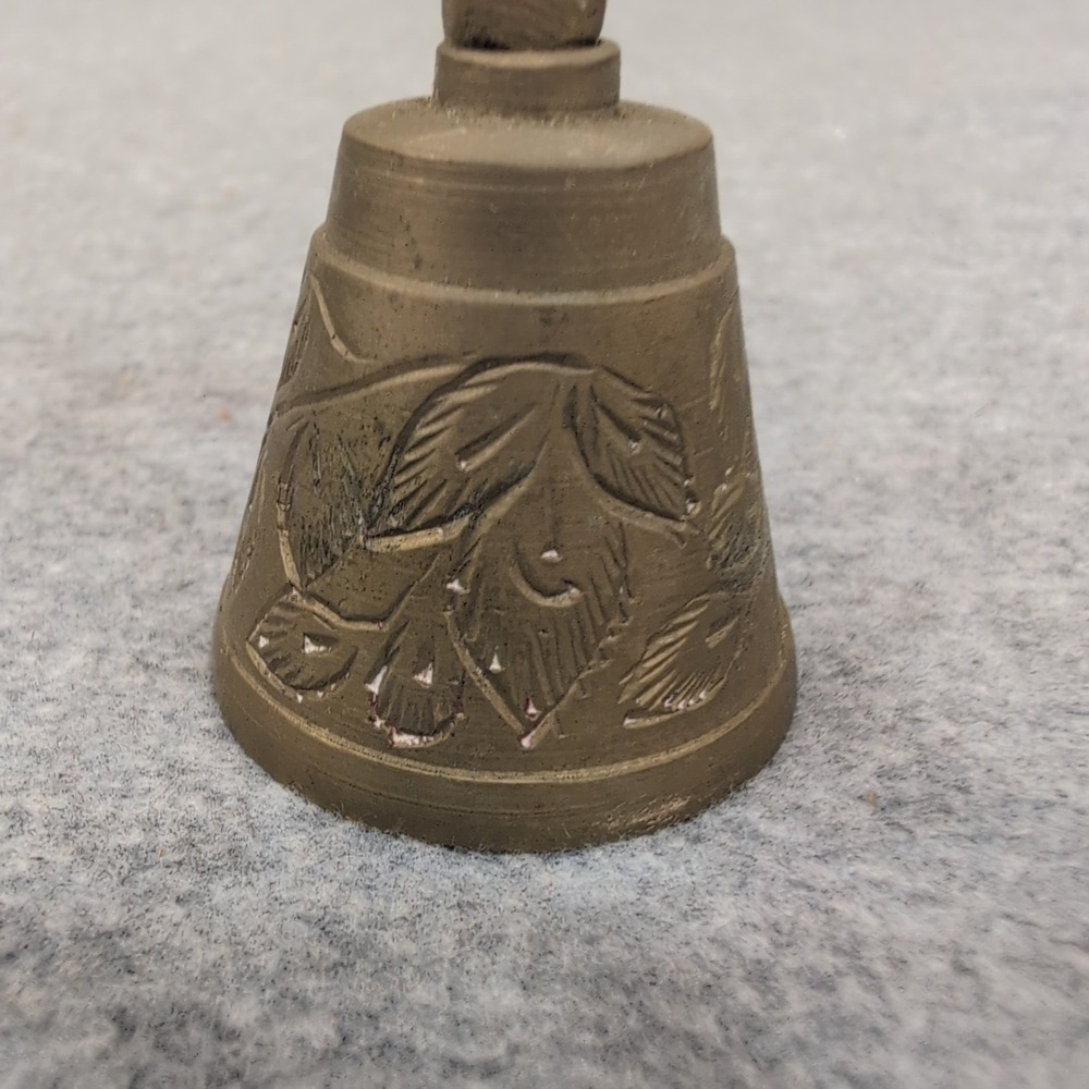 Vintage Brass Bell Bottle Opener Engraved Floral Design Unique Bar Tool - Picture 2 of 6